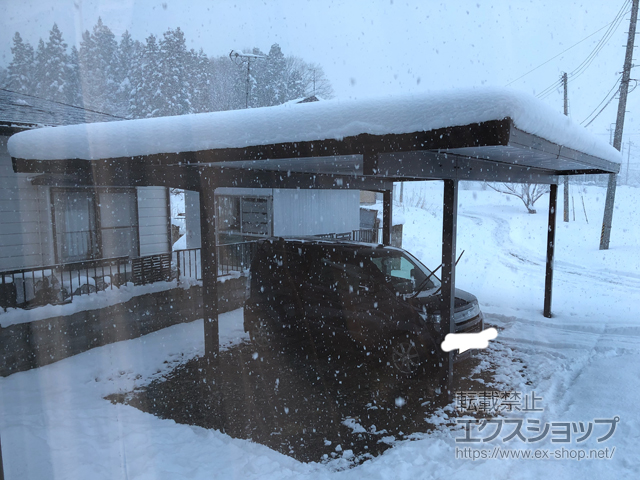 岩手県北上市のLIXIL リクシル（トステム）のカーポート テリオスポートIII 1500 2台用 間口延長 角柱4本柱 積雪〜50cm対応 施工例