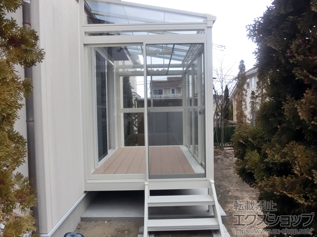 宮城県宮城郡利府町ののテラス囲い・サンルーム サニージュ F型 床納まり ランマ付 積雪〜50cm対応 施工例