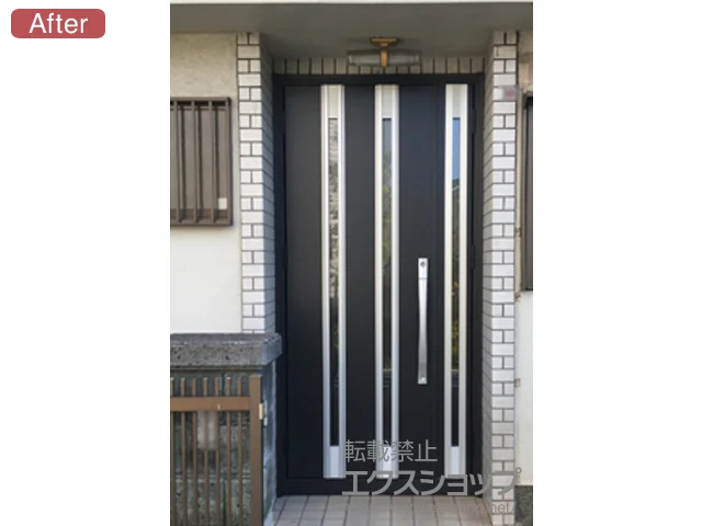 大阪府茨木市のLIXIL リクシル（トステム）の玄関ドア リシェント 玄関ドア3 断熱K4仕様 手動 親子仕様(ランマ無)L M24型 施工例