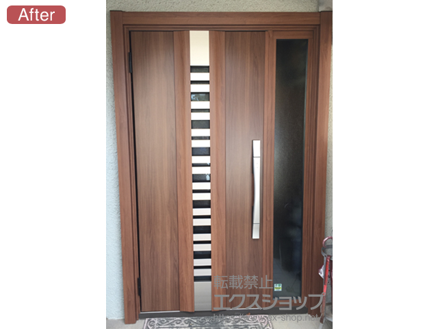 千葉県市川市のLIXIL リクシル（トステム）の玄関ドア シェント 玄関ドア3 断熱K2仕様 片袖仕様(ランマ無)L G82型 ※カザスプラス仕様 施工例