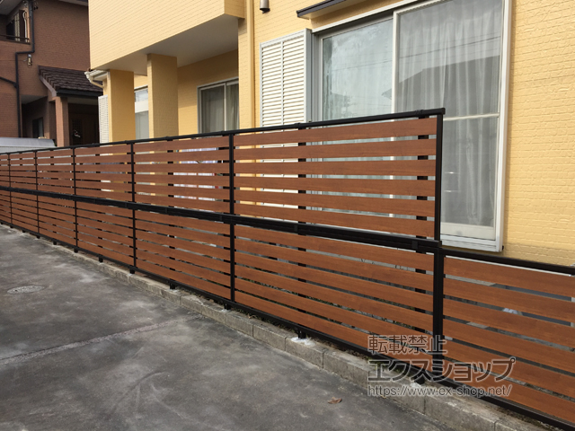 愛知県海部郡大治町ののフェンス・柵 モクアルフェンス 横板タイプ 自由柱　※柱別途 施工例