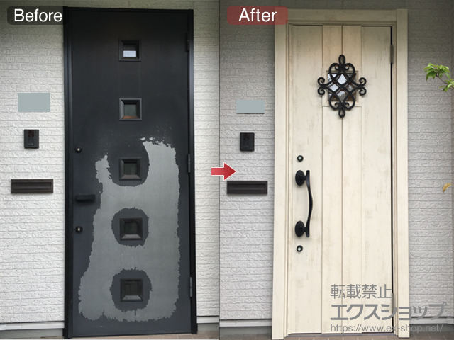 滋賀県長浜市のLIXIL リクシル（トステム）の玄関ドア リシェント 玄関ドア3 断熱K4仕様 手動 片開き仕様(ランマ無)R D77型 施工例