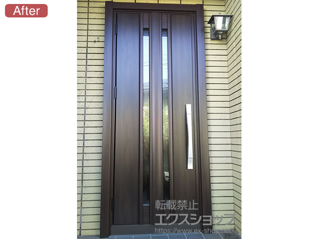 神奈川県川崎市のLIXIL リクシル（トステム）の玄関ドア リシェント 玄関ドア3 断熱K4仕様 片開き仕様(ランマ無)L G15型 ※カザスプラス仕様 施工例