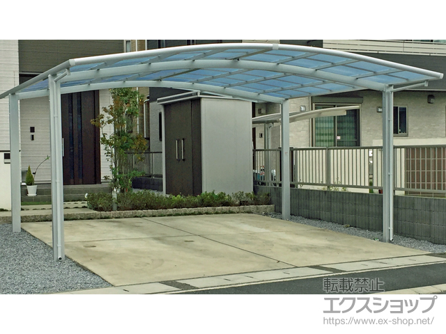栃木県佐野市ののカーポート ネスカR (ラウンドスタイル) ワイド 積雪〜20cm対応 施工例