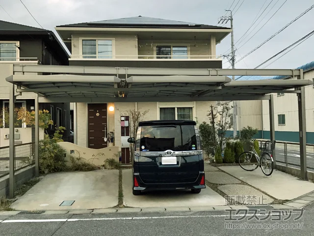 愛知県岡崎市のLIXIL リクシル（トステム）のカーポート マルチスクエア フラット屋根 合掌 両支持タイプ 積雪～20cm対応 施工例