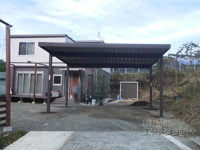 広島県庄原市のLIXIL リクシル（トステム）のカーポート テリオスポートIII 1500 2台用 角柱4本仕様 積雪〜50cm対応 施工例