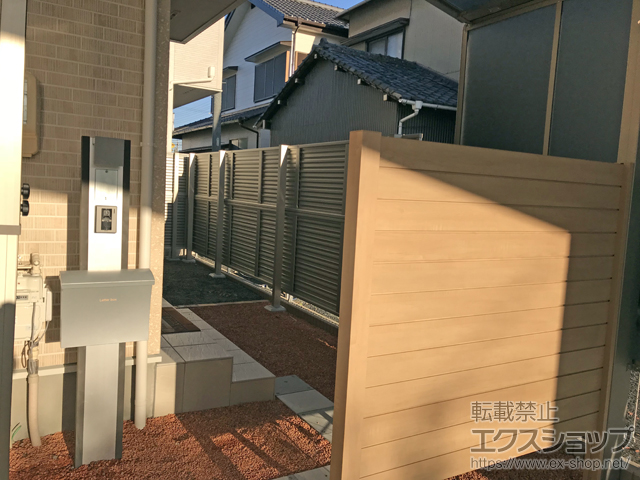 静岡県静岡市ののフェンス・柵 ミエーネフェンス 目隠しルーバータイプ 2段支柱 自立建て用 施工例