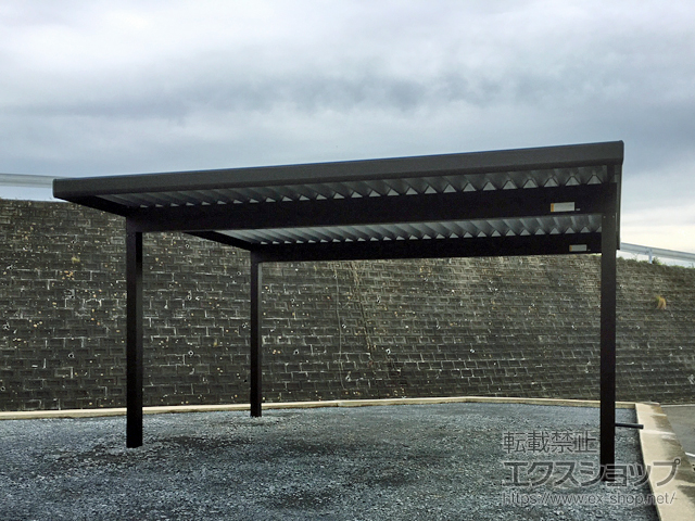 宮城県登米市ののカーポート ジーポートneo Aタイプ 2台用 角柱4本仕様 積雪〜100cm対応 施工例