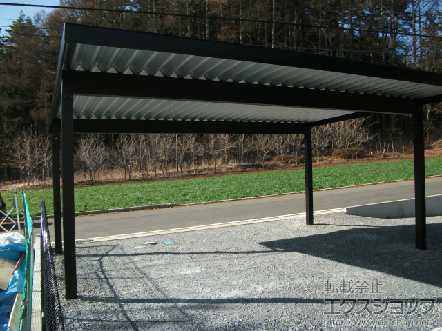 長野県東筑摩郡朝日村ののカーポート ジーポートneo Aタイプ 2台用 角柱4本 積雪〜100cm対応 施工例