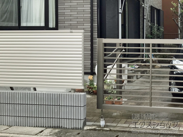 神奈川県相模原市のの ミエーネフェンス 目隠しルーバータイプ 自由柱施工 施工例