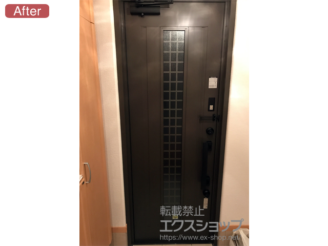 京都府宇治市のLIXIL リクシル（トステム）の玄関ドア リシェント 玄関ドア3 アルミ仕様 片開き仕様(ランマ無)R C20N型※タッチキー仕様 施工例