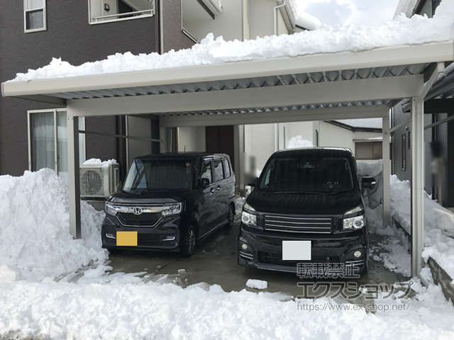 新潟県燕市ののカーポート ジーポートneo Aタイプ 2台用 角柱4本仕様 積雪〜100cm対応 施工例