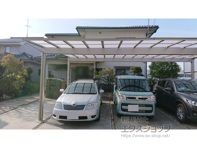 愛媛県松山市ののカーポート アーキデュオ ワイド 3台用 積雪〜20cm対応 施工例