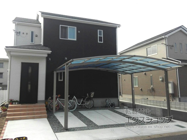 佐賀県佐賀市ののカーポート ネスカR (ラウンドスタイル) ワイド 積雪〜20cm対応 施工例