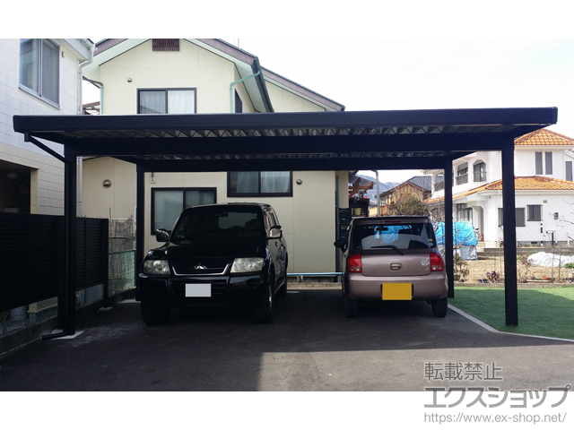 長野県長野市ののカーポート テリオスポートIII 1500 2台用 角柱4本仕様 積雪〜50cm対応 施工例