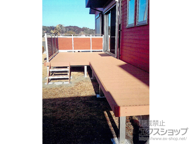 千葉県茂原市ののウッドデッキ リウッドデッキ 200 出幅違い納まり 施工例