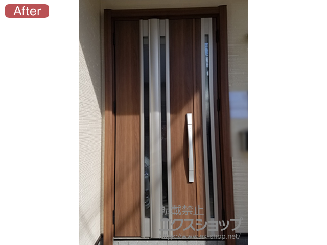 埼玉県ふじみ野市のLIXIL リクシル（トステム）の玄関ドア リシェント 玄関ドア3 断熱K4仕様 親子仕様(ランマ無)L G77型 ※タッチキー(キー付リモコン)仕様 施工例