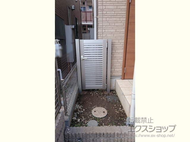 東京都国立市のの門扉 シンプレオ門扉3型 横太格子 片開き 門柱使用 施工例