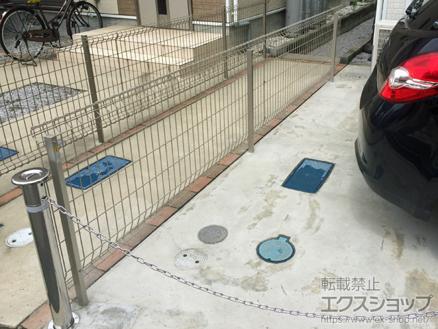 埼玉県上尾市ののフェンス・柵 イーネットフェンス 2F型 自由柱施工 施工例