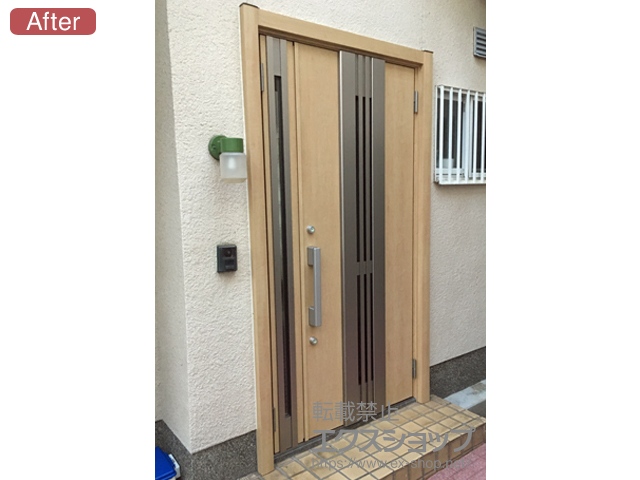 京都府宇治市のの玄関ドア、二重窓（内窓） リシェント 玄関ドア3 断熱K4仕様 手動 親子仕様(ランマ無)R M84型 施工例