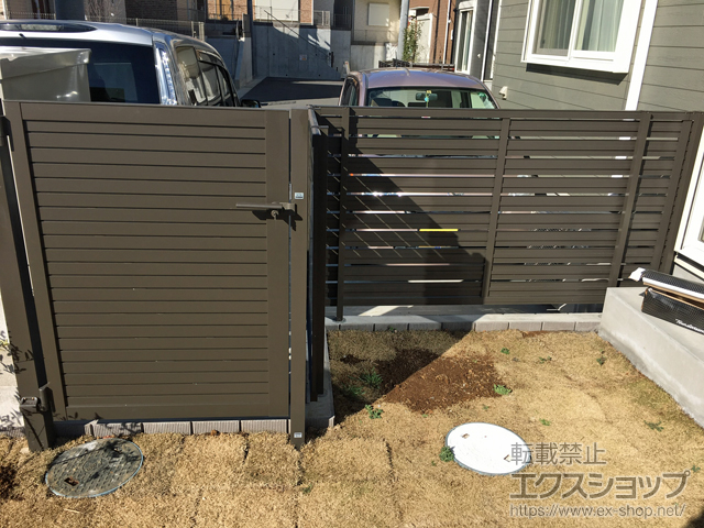 千葉県松戸市のの門扉 プレスタ門扉 5型 横目隠し 片開き 柱使用 施工例