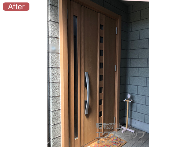 兵庫県高砂市のLIXIL リクシル（トステム）の玄関ドア リシェント 玄関ドア3 断熱K4仕様 親子仕様(ランマ無)R M28型 ※カザスプラス仕様 施工例