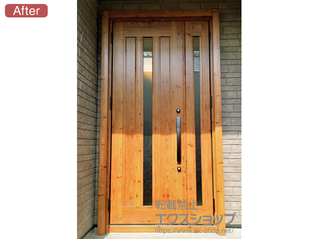 栃木県小山市のLIXIL リクシル（トステム）の玄関ドア リシェント 玄関ドア3 アルミ仕様 手動 親子仕様(ランマ無)L C12N型 施工例