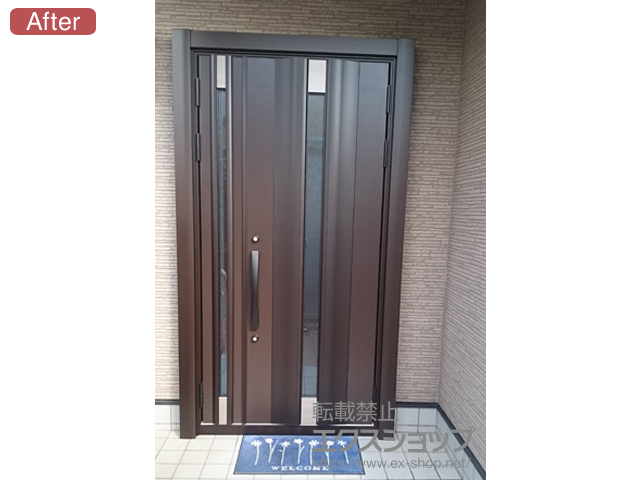 和歌山県和歌山市のLIXIL リクシル（トステム）の玄関ドア リシェント玄関ドア3 高断熱仕様 手動 親子仕様(ランマ無)R 12N型 施工例