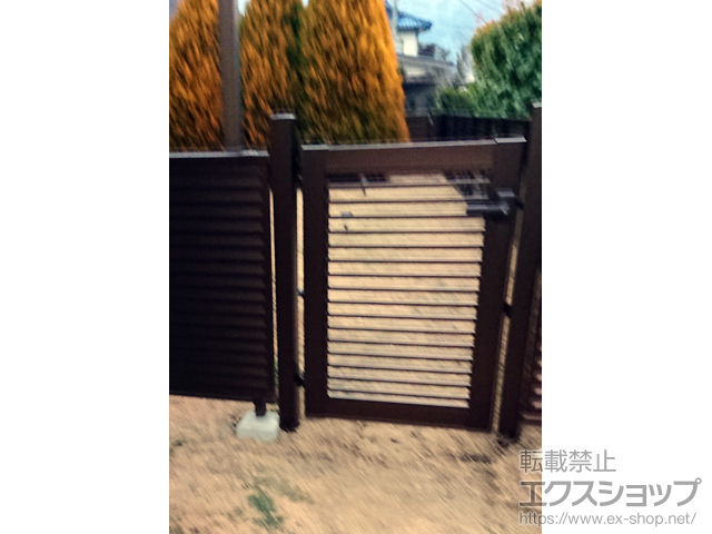 長野県千曲市のの門扉 プレシオス門扉 横格子 片開き 柱仕様 施工例