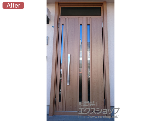 岩手県盛岡市のLIXIL リクシル（トステム）の玄関ドア リシェント玄関ドア3 断熱K2仕様 親子仕様(ランマ付)R G15型 ※タッチキー(リモコンタイプ)仕様 施工例