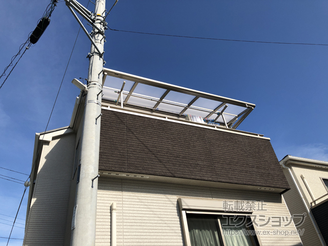 神奈川県川崎市のLIXIL リクシル（トステム）のバルコニー・ベランダ屋根 パワーアルファ L型 ルーフタイプ 単体 積雪〜30cm対応 施工例