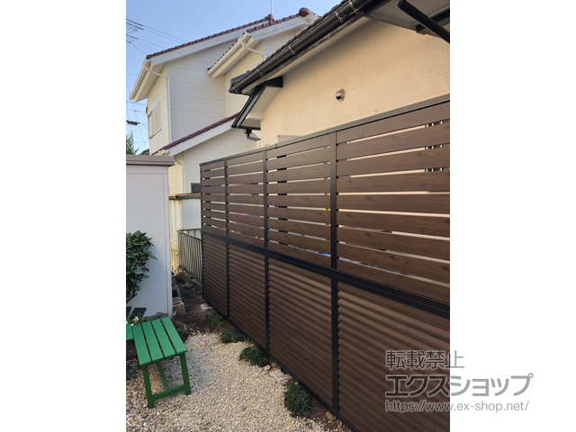 岐阜県多治見市ののフェンス・柵 シャトレナ M1型+M3型 2段フリー支柱[60角支柱]（パネル2段） 施工例