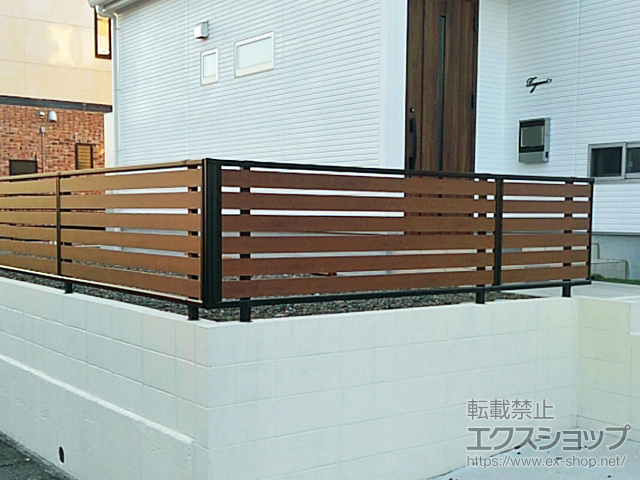 大分県国東市ののフェンス・柵 モクアルフェンス 横板タイプ 自由柱施工 施工例