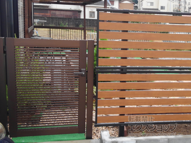 千葉県千葉市のの門扉 シンプレオ門扉1型 横格子 片開き 門柱使用 施工例