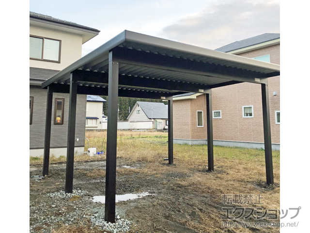 秋田県北秋田市ののカーポート ジーポートneo Aタイプ 2台用 角柱6本柱 積雪〜150cm対応 施工例