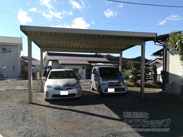 群馬県利根郡川場村のLIXIL リクシル（トステム）のカーポート テリオスポートIII 3000 2台用 角柱4本柱 積雪〜100cm対応 施工例