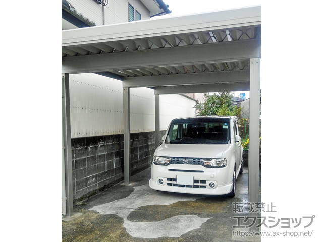宮崎県宮崎市のLIXIL リクシル（トステム）のカーポート テリオスポートIII 3000 奥行延長 角柱6本柱 積雪〜100cm対応 施工例