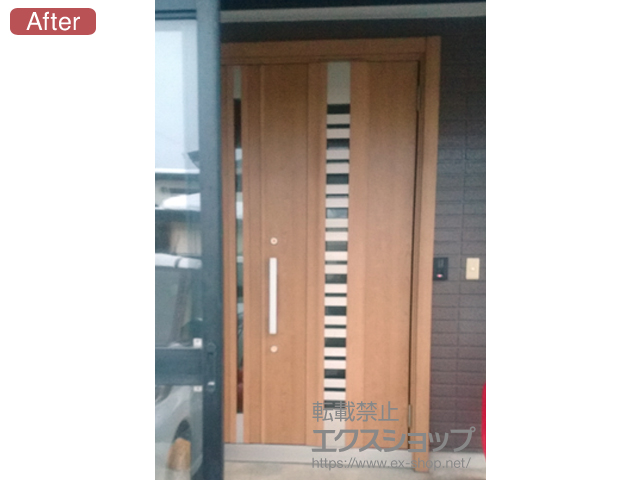 青森県北津軽郡板柳町のLIXIL リクシル（トステム）の玄関ドア リシェント玄関ドア3 断熱K4仕様 手動 親子仕様(ランマ無)R G82型 施工例