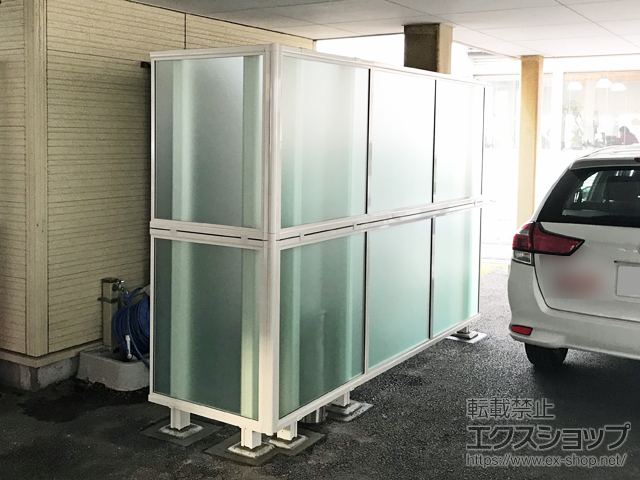 新潟県新潟市ののフェンス・柵 シンプレオフェンスP1型 目隠しポリカパネル 2段支柱 自立建て用　(パネル2段) 施工例