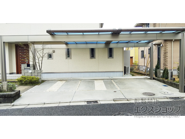 福島県いわき市ののカーポート U.スタイルII フラット屋根 両支持タイプ 梁置きタイプ 積雪〜20cm対応 施工例