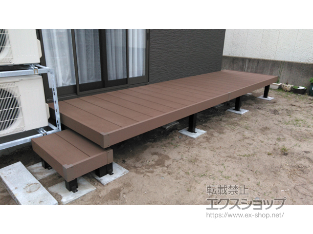 山形県酒田市ののウッドデッキ リウッドデッキ 200＋独立式 リウッド ステップ2型 施工例