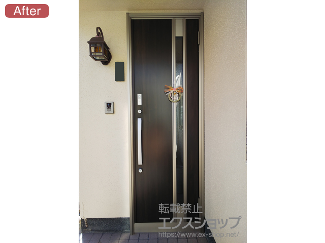 福岡県福岡市のLIXIL リクシル（トステム）の玄関ドア リシェント玄関ドア3 断熱K4仕様 片開き仕様(ランマ無)R M78型※タッチキー(リモコンタイプ)仕様 施工例