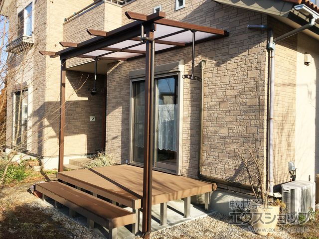 宮城県柴田郡柴田町ののテラス屋根 サザンテラス (パーゴラ仕様) テラスタイプ 単体 積雪〜20cm対応 施工例