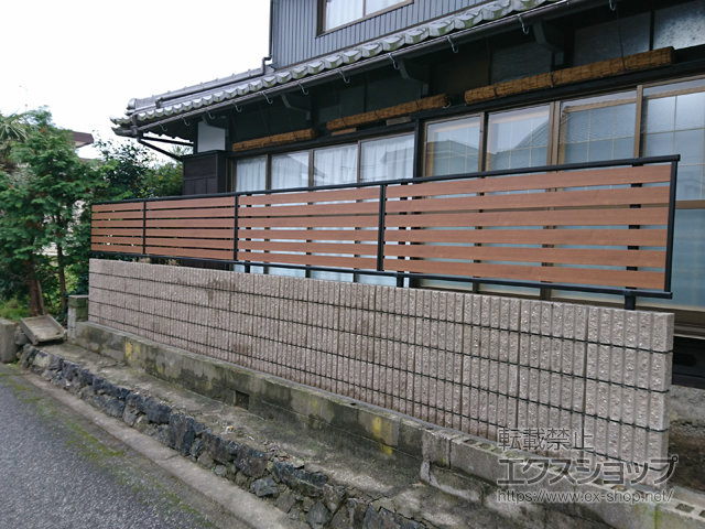 滋賀県長浜市ののフェンス・柵 モクアルフェンス 横板タイプ 自由柱施工 施工例