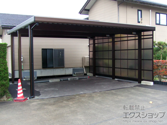 新潟県村上市ののカーポート ジーポートneo Bタイプ 2台用 角柱6本柱 積雪〜100cm対応 施工例