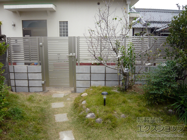 大阪府堺市ののフェンス・柵 シンプレオフェンス3型 横太格子 自由柱施工 施工例