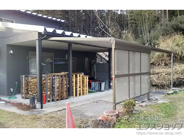 三重県津市ののテラス屋根 レボリューA F型 テラスタイプ 連棟 積雪〜20cm対応 施工例