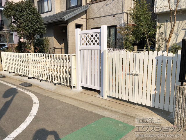 宮城県仙台市のの門扉 シンプレオ門扉A1型 アメリカン 両開き 門柱使用 施工例