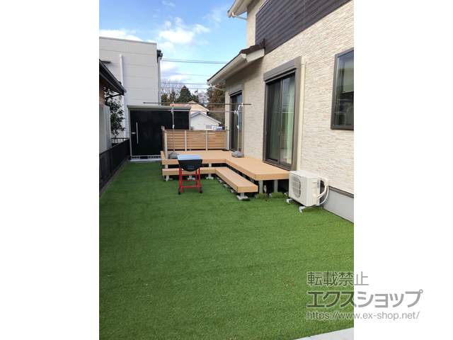静岡県富士宮市ののウッドデッキ リウッドデッキ 200＋ルシアスデッキフェンスA01型＜横板格子タイプ＞ 施工例