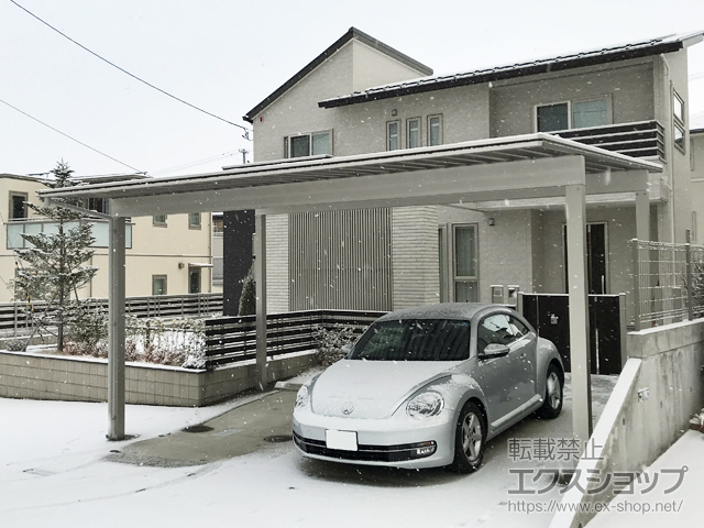 宮城県仙台市ののカーポート エフルージュ ツイン50 マテリアルカラー 積雪〜50cm対応 施工例